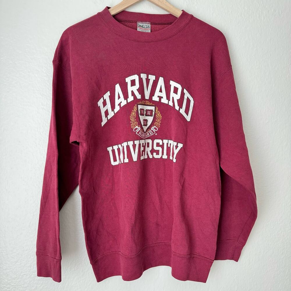 Vintage Oneita Mens Harvard University Crewneck Sweatshirt Collegiate Size Large